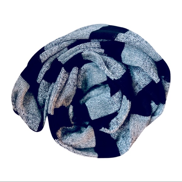 Striped Black + Silver Grey Infinity Scarf - NWOT - Picture 6 of 6